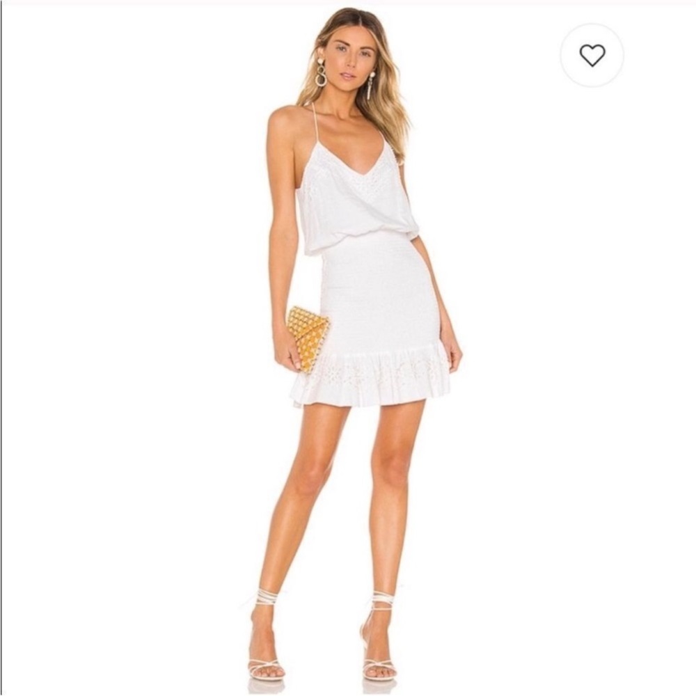 Karina Grimaldi - Vanessa Racerback White Beaded Ruched V-Neck Sheath Dress - M
